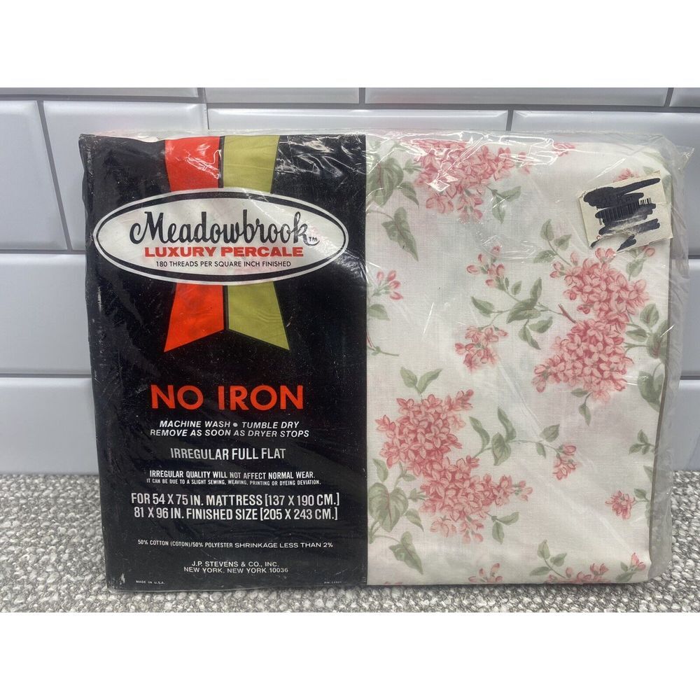 Meadowbrook Sheet Luxury Percale VTG New Full Flat Sheet Made In USA NOS‎